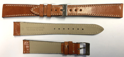 C407 Tan Grain Calf Leather Hand Made Watch Strap - Watch Straps/Luxury Hand Made
