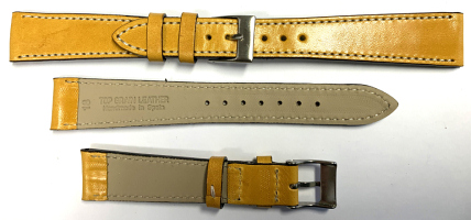 C407 Golden Yellow Grain Calf Leather Hand Made Watch Strap