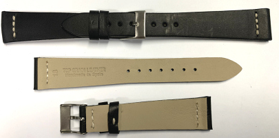 C402 Black Arizona Plain Calf Leather Hand Made Watch Strap - Watch Straps/Luxury Hand Made