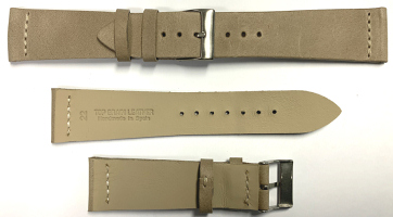 C402 Beige Lama Arizona Plain Calf Leather Hand Made Watch Strap