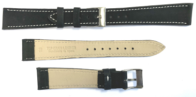 C404 Black Nubuck Plain Calf Leather Hand Made Watch Strap