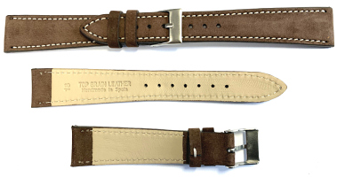 C404 Cafe Brown Nubuck Plain Calf Leather Hand Made Watch Strap