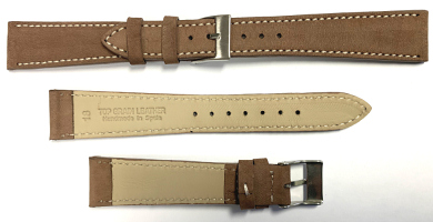 C404 Nut Brandy Nubuck Plain Calf Leather Hand Made Watch Strap - Watch Straps/Luxury Hand Made