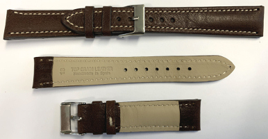 L350 Dark Brown Semi Padded Calf Leather Hand Made Watch Strap - Watch Straps/Luxury Hand Made