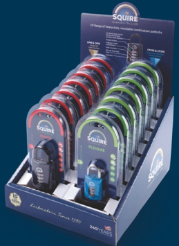 CT10 Squire Combination Padlock Display Pack (12) 3 each CP40, CP40S, CP50 and CP50S - Locks & Security Products/Padlocks & Hasps