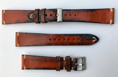 C450P Calf Plain Hand Knotted and Hand Painted Tan Original Leather Watch Strap - Watch Straps/Luxury Hand Made