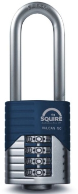 Squire VULCAN COMBI 50/2.5 50mm Padlock - Long Shackle 2.5 - 4 Wheel - Locks & Security Products/Padlocks & Hasps