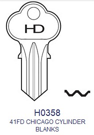 Hook 3152 H0358 41FD CHICAGO CYLINDER BLANKS - Keys/Cylinder Keys- General