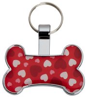 R5662 Red Bone with Hearts Pet Tag - Engravable & Gifts/Pet Tags
