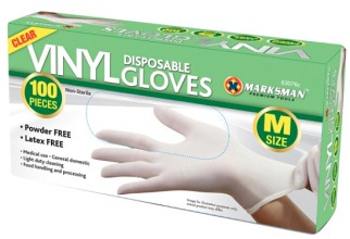 63076C Medium Clear Vinyl Powder Free Gloves (pack 100) - Leather Goods & Bags/Gloves & Socks