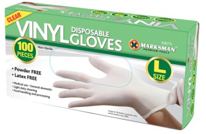 63077C Large Clear Vinyl Powder Free Gloves (pack 100) - Leather Goods & Bags/Gloves & Socks