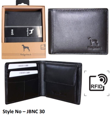 JBNC30 Ridgeback Black Leather Wallet RFID