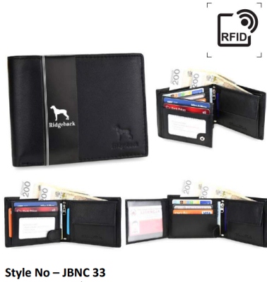 JBNC33 Ridgeback Black Leather Wallet RFID
