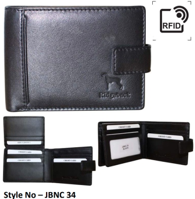 JBNC34 Ridgeback Black Leather Wallet RFID