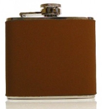 X57100 5oz Genuine Brown Leather Hip Flask - Engravable & Gifts/Flasks