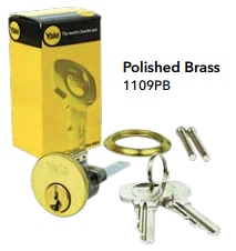 Yale 1109PB Rim Cylinder Polished Brass Boxed - Locks & Security Products/Rim Cylinder Locks