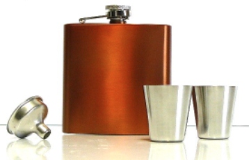 ..... X57722 6oz Copper Hip Flask set with funnel and 2 cups in a gift box - Engravable & Gifts/Flasks
