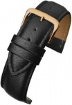 R507 Watch Straps Leather Black Padded Buffalo Grain