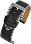 W180 Black/Grey Contrasting Trim Leather Watch Strap With Nubuck Lining - Watch Straps/Luxury Hand Made