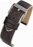W181 Brown/Cream Contrasting Trim Leather Watch Strap With Nubuck Lining - Watch Straps/Luxury Hand Made