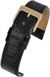 W301 Black Glazed Buffalo Grain Semi-Shine Finish Leather Watch Straps - Watch Straps/Main Range