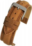 W973 Light Brown Suede Padded Leather Watch Strap - Watch Straps/Main Range