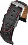 WH517 Black With Red Stitching Sports Croc Grain Leather Watch Strap - Watch Straps/Main Range