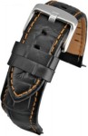WH523 Black With Orange Stitching Sports Croc Grain Leather Watch Strap