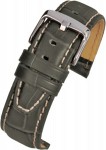 WH608 Grey Super Croc Grain Leather Watch Strap with Nubuck Lining