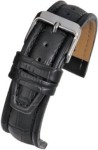 WH886 Black Matt Finish Padded Croc Leather Watch Strap - Watch Straps/Main Range