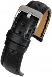 WH888 Black Superior Heavy Stitch Padded Leather Watch Strap