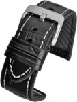 WH905 Black Active Croc Grain Leather Watch Strap with Rubber Lining - Watch Straps/Main Range