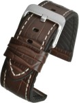 WH906 Brown Active Croc Grain Leather Watch Strap with Rubber Lining - Watch Straps/Main Range