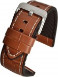WH907 Tan Active Croc Grain Leather Watch Strap with Rubber Lining - Watch Straps/Main Range
