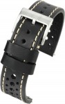 WR100 Black Premium Italian Leather Vintage Racing Watch Strap