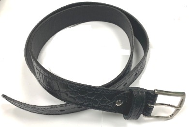 Sports (Shoulder) Crocodile Leather Belt Black 35mm Extra Long