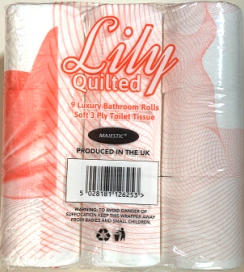 ..Lily 3 ply Embossed Toilet Rolls (Pack 9) - Shoe Repair Products/Tickets & Bags