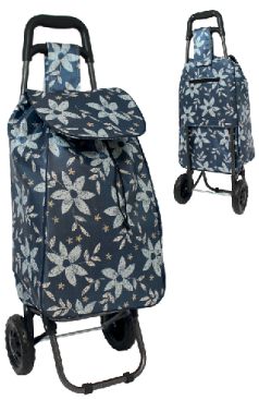 JBST06 Blue Flower Shopping Trolley 56cm x 31cm x 22cm - Leather Goods & Bags/Shopping Trolleys