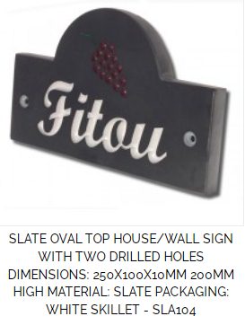 *.SLA104 Slate Wall Sign Round Top 250mm x 100mm x 10mm with drill holes - Engravable & Gifts/Engraving Plates