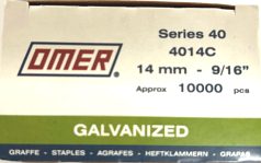Omer 4014 40 14mm for Atro 93 Staples (10,000) - Shoe Repair Products/Brads & Staples