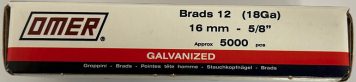 16mm Omer 18g Brads 12/16 (5000) - Shoe Repair Products/Brads & Staples