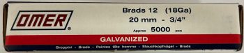 20mm Omer 18g Brads 12/20 (5000) - Shoe Repair Products/Brads & Staples