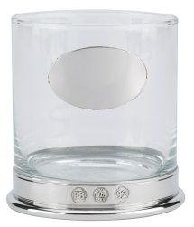 576/1 Single Whiskey Glass with Engraving Plate &Pewter Base in Presentation Box
