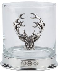 577/1 Single Whiskey Glass with Stag & Pewter Base in Presentation Box