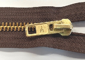 Brass 8mm Brown Open End Zip MG086 - Zips/Metal Heavy Open End