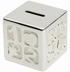 R9184 ABC Cube Money Box Silver Plated - Engravable & Gifts/Childrens Gifts